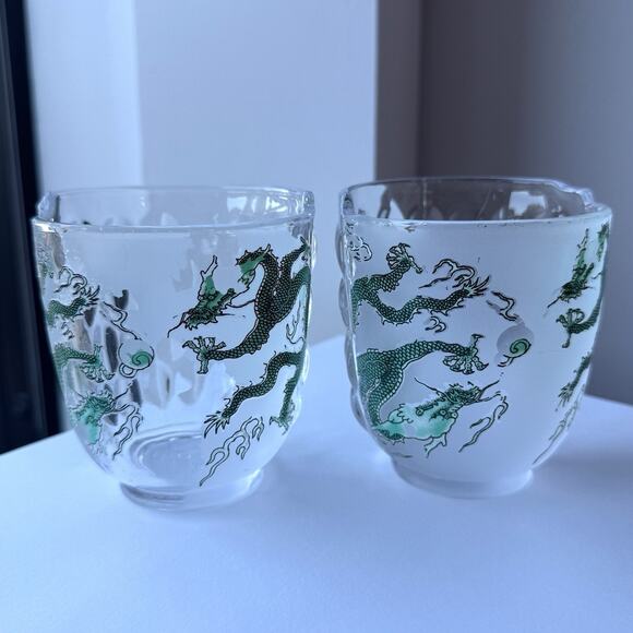 SELETTI Set Of 4 Glasses Hybrid Design Ctrlzak Chinese Dragon Green Aglaura - Picture 7 of 12